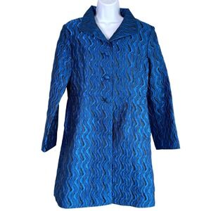 Grace Chuang Art to Wear 3D Textured Wave Pattern 3 Button Car Coat Maximalist